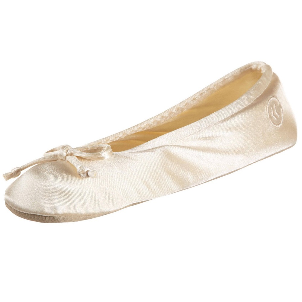 NWT Isotoner Classic Satin Ballerina Slippers with Satin Bow Size Large …
